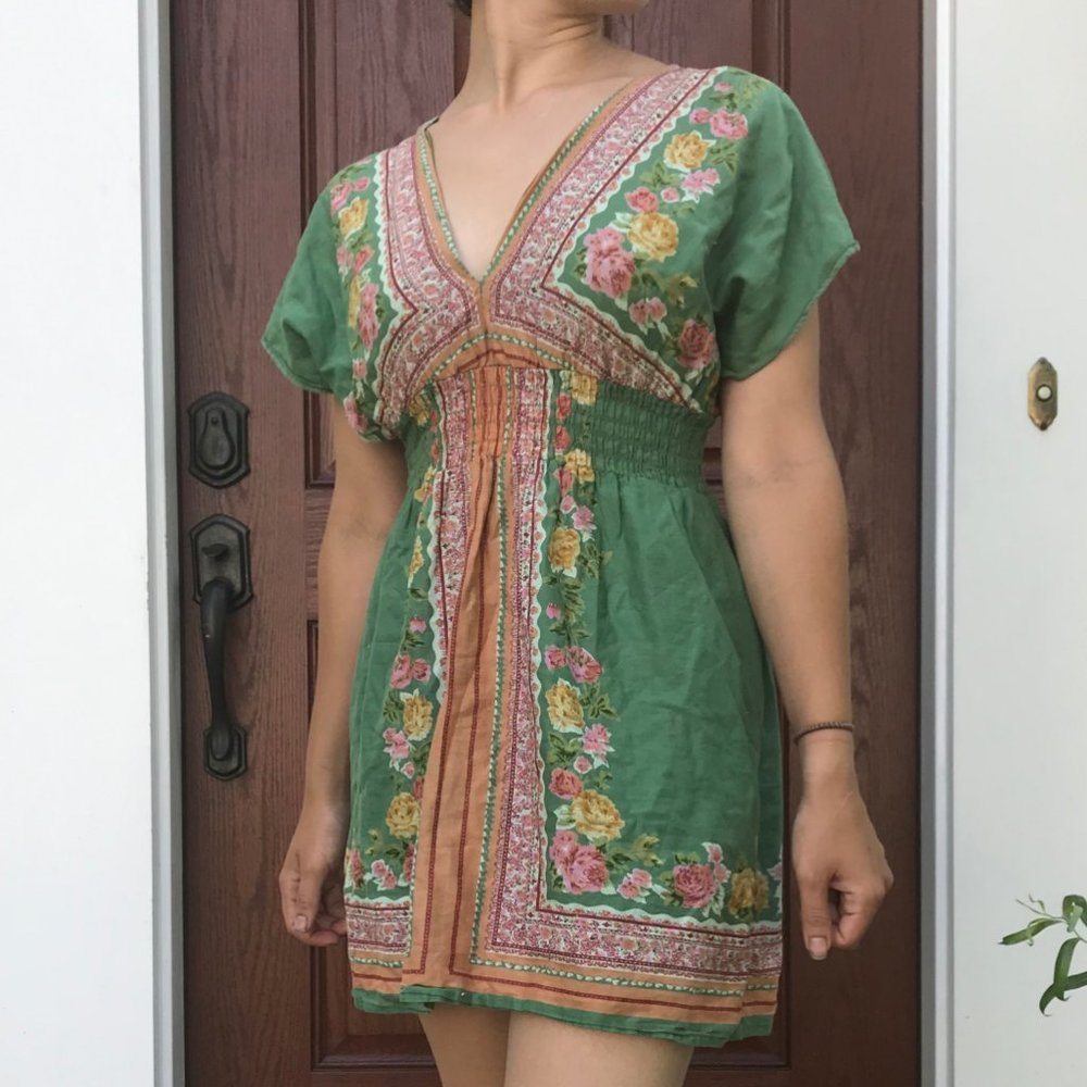 100% Cotton Hippie Boho Floral Dress